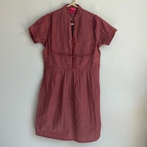 Dear ab Amanda Bynes Red Prairie Pleated Short Sleeve Stripe  Dress